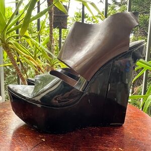 Marni Black and Brown Wedge Sandals